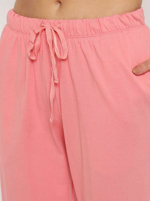 mSECRET Embossed Top and Bottom Coral Cotton Night Suit