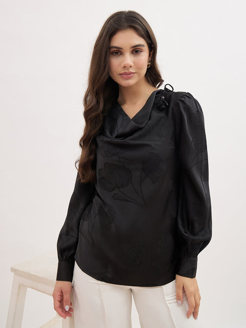 Madame Self Designed Satin Cowl Neck Top