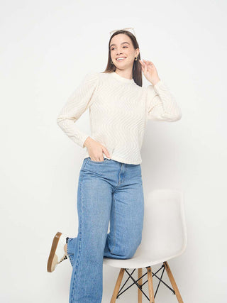 Madame Lace and Textured Off White Top