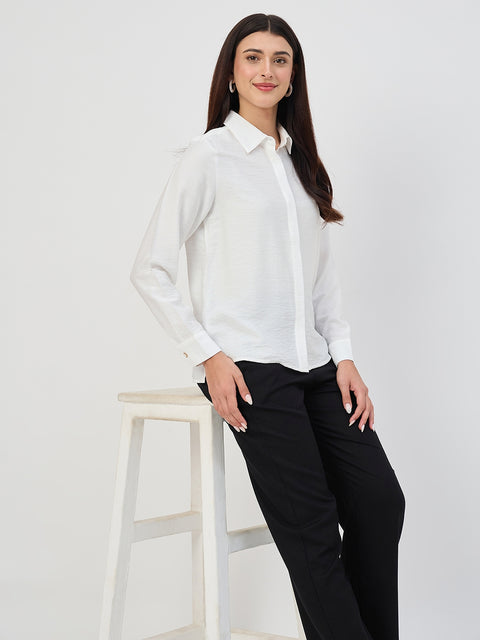 Madame White Rayon-Blend Shirt