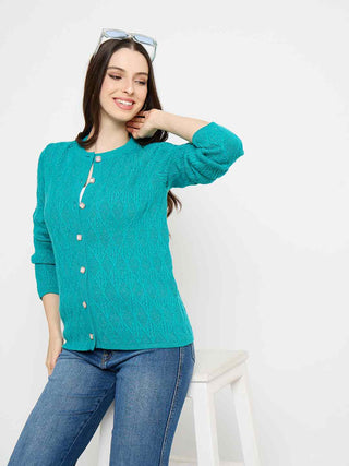 Madame Cable Knit Peacock Blue Cardigan