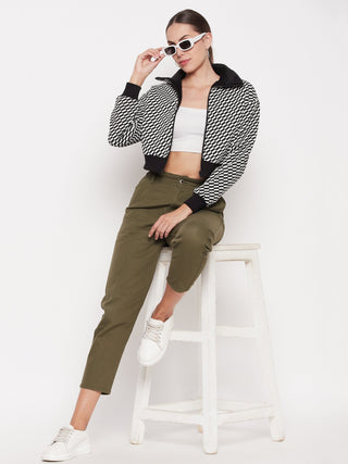 Madame Women Solid Olive Trouser