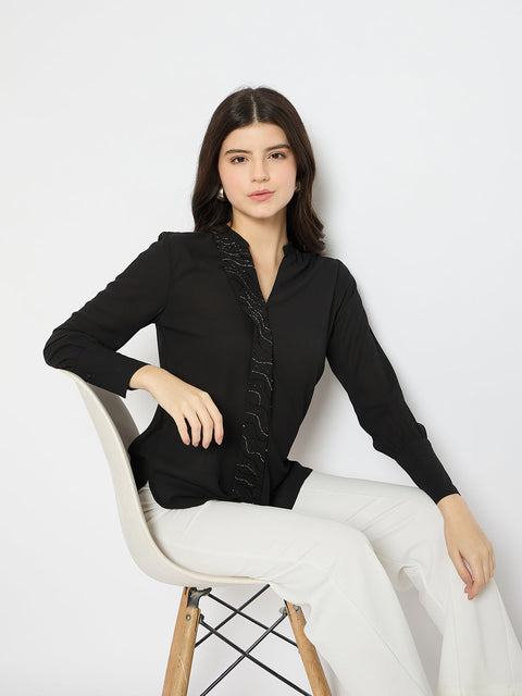 Madame Solid Black Shirt
