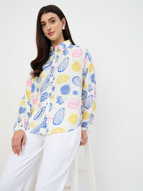 Madame Off-White Printed Viscose-Blend Shirt
