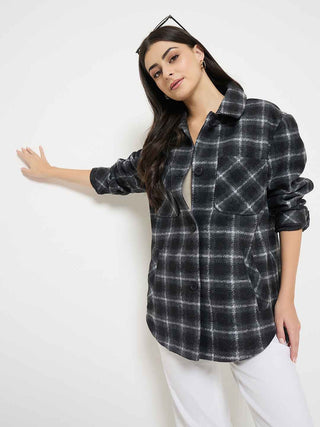 Madame Checkered Black Shacket