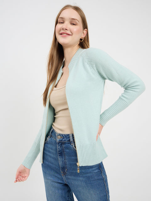 Madame Mint Green Zipper Sweater