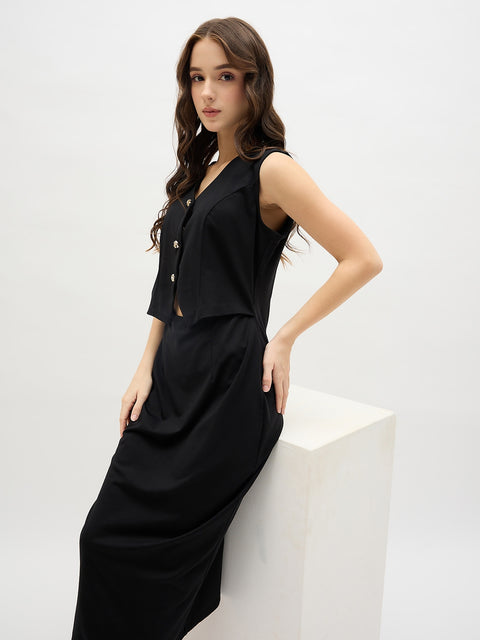 Madame Black Rayon Blend Bodycon Dress