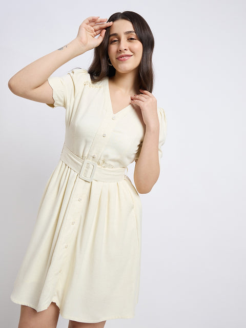 Madame Embroidered Off White Dress