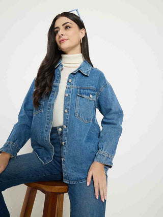 Madame Light Wash Embellished Blue Denim Jacket