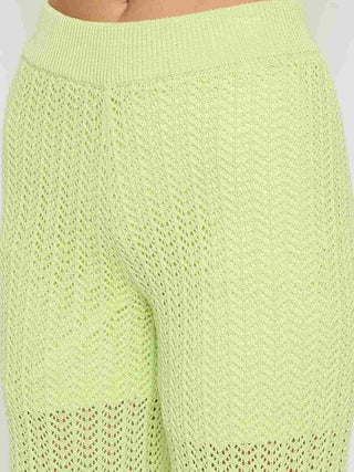 Madame Cotton Top and Bottom Lime Yellow Knitted Co-ord Set