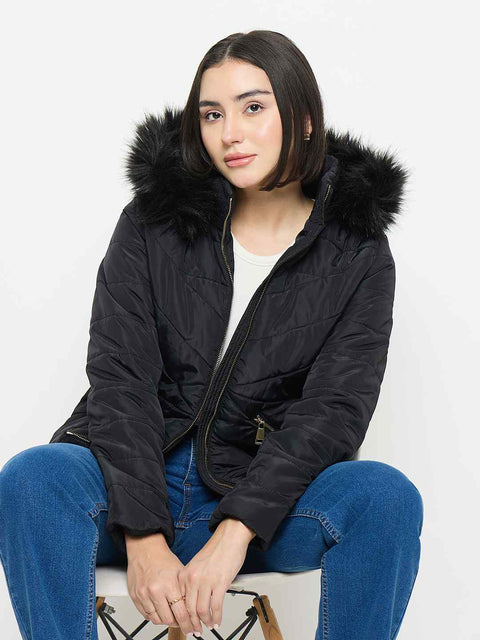 Madame Black Quilted Fur Jacket