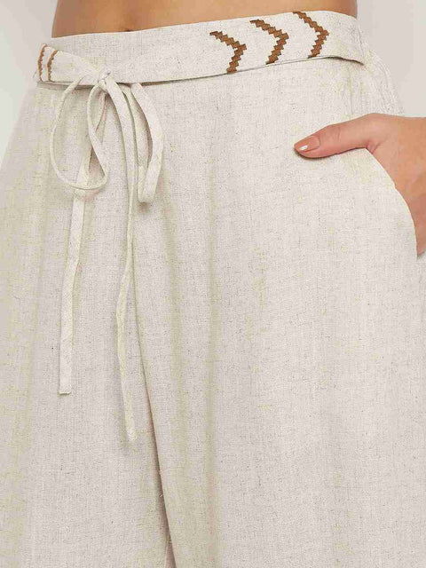 Madame Sleeveless Top and Straight Bottom Beige Co-ord Set