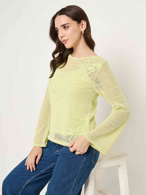 Madame Butter Yellow Lace Fabric Top
