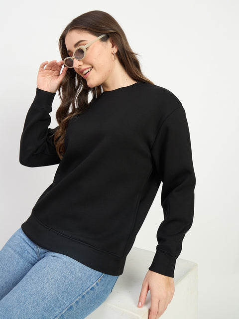 Madame Solid Black Sweat-Shirt