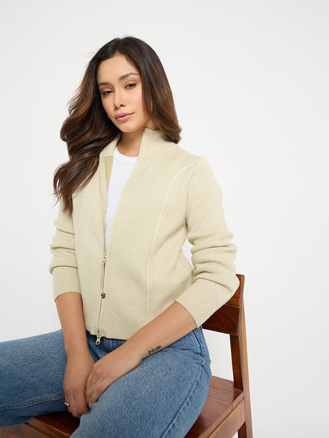 Madame Mock Neck Beige Swaeter