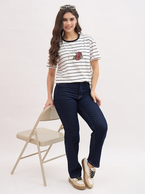Madame Dark Blue Five-Pocket Straight Fit Jeans