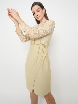 Madame Lace Overlay Wrap Lemon Yellow Dress