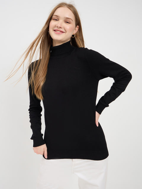 Madame High Neck Black Sweater