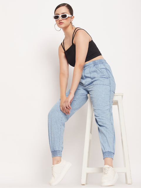 Madame Black Solid Cami Crop Top