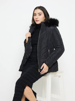 Madame Black Quilted Fur Jacket