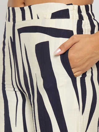 Madame Colorblock Top and Bottoms Rayon Blend Navy Blue Co-ord Set