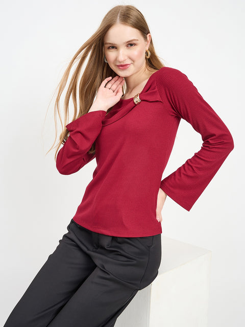 Madame Textured Maroon Top