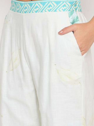 Madame Floral Print Top and Bottom Sea Green Cotton Co-ord Set