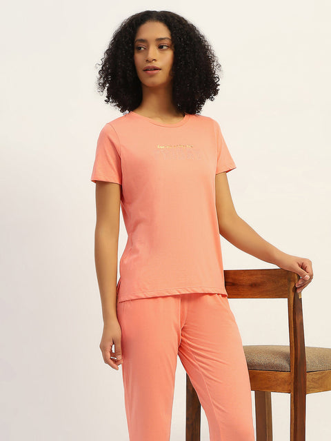 mSECRET Printed Orange Nightsuit Set