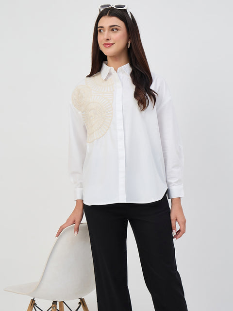 Madame White Embroidered Cotton Shirt