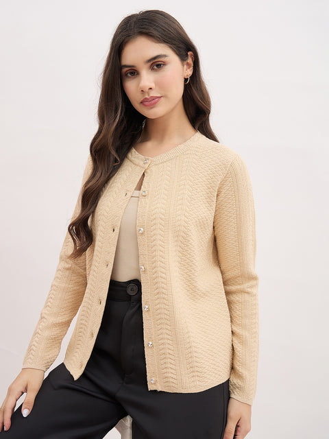 Madame Beige Viscose Blend Cardigan