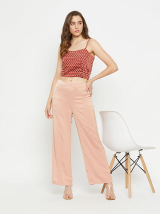 Madame Women Solid Camel Trouser