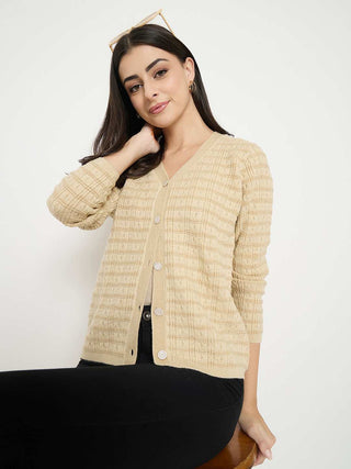 Madame Self Design Beige Cardigan
