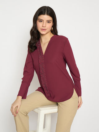 Madame Maroon Solid Shirt