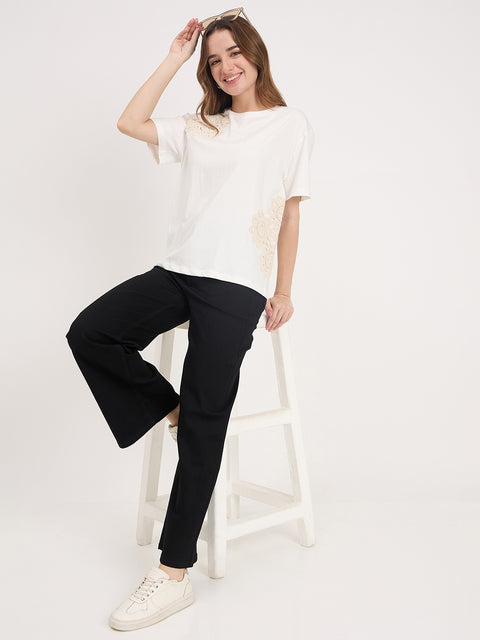 Madame Black Cotton Straight Fit Jeans