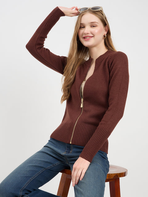Madame Chocolate Brown Crew Neck Sweater