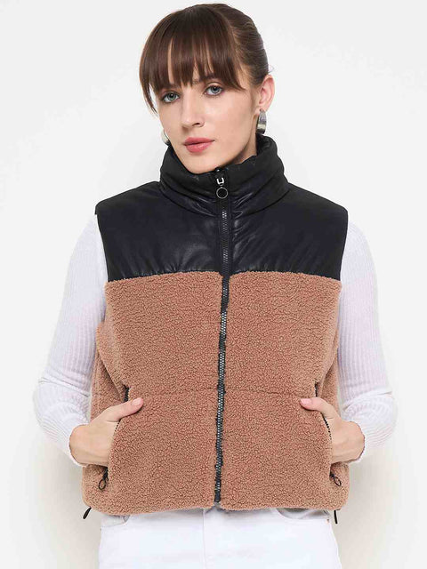 Madame Quilted Reversible Faux Fur Black Zipper Jacket