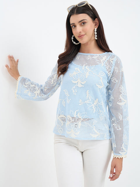 Madame Blue Printed Top