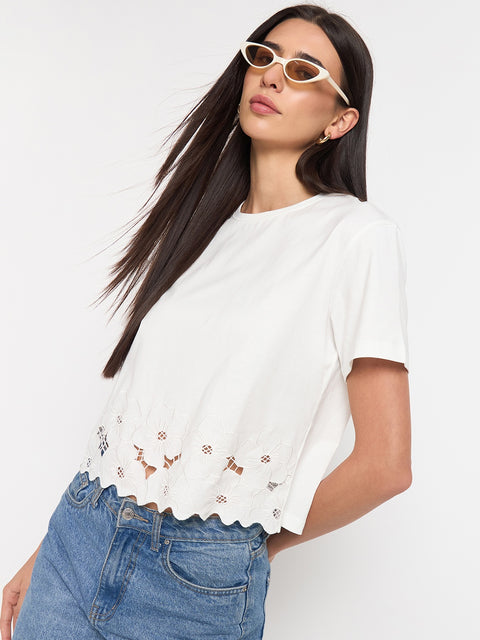 Madame White Puff-Sleeve Cotton Top