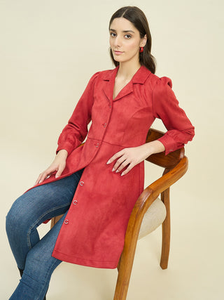 Madame Suede Blazer Dress with Embellished Button Details