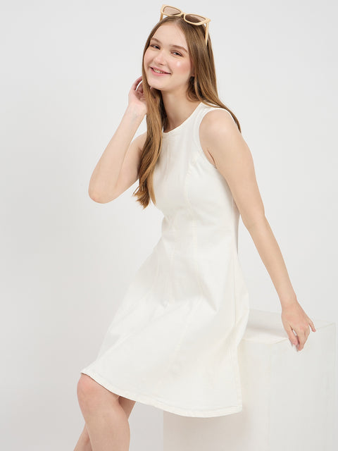 Madame Side Panel Cotton Denim Sheath Dress