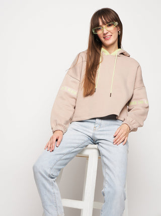 Madame Beige Hood Neck Sweatshirt