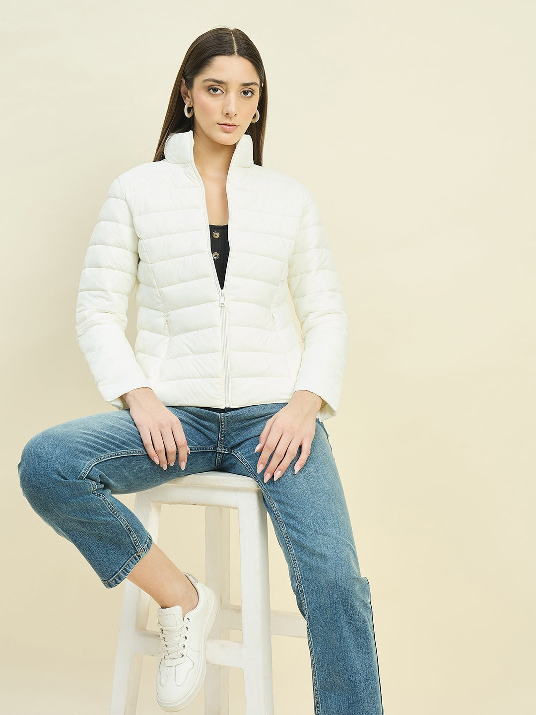 Madame Off White Quilted Puffer Jacket color swatch