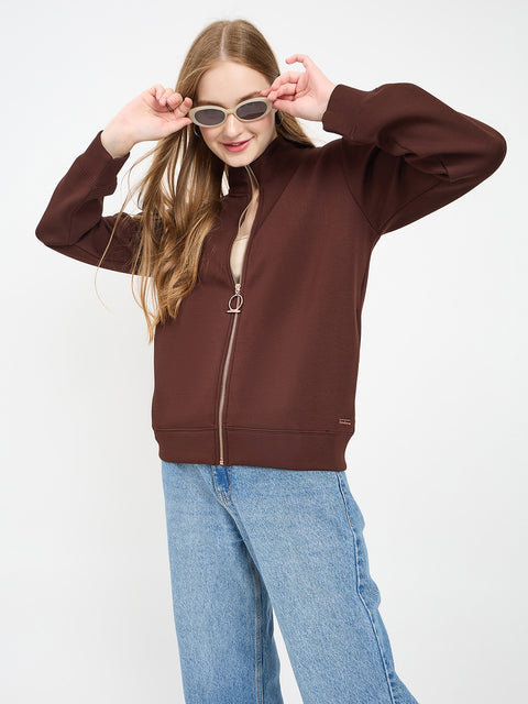 Madame Solid Dark Brown Sweat-Shirt