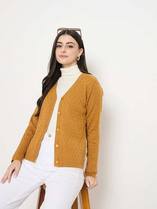 Madame Cable Knit Mustard Yellow Cardigan