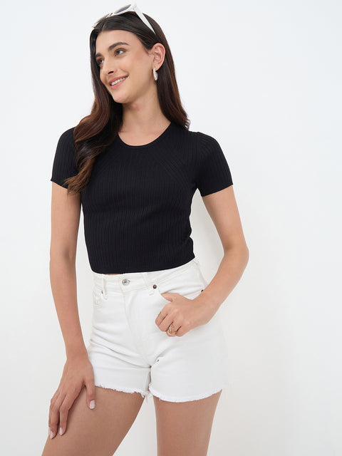 Madame Black Knitted Crop Top