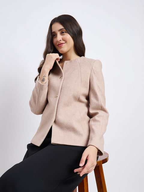 Madame Panelled Dark Beige Short Coat