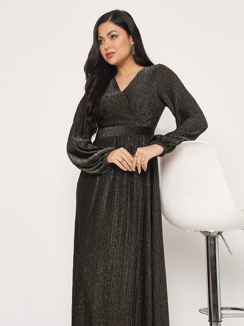 Madame Fit and Flare Golden Maxi Dress