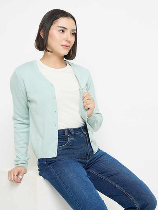 Madame V Neck Green Cardigan