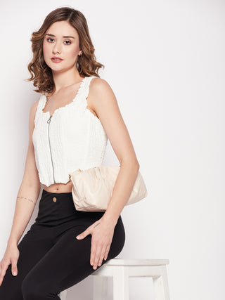 Madame Crinkled White Corset Top