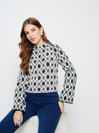 Madame Geometric Print Multicolor Sweater